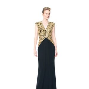 Elegant Black and Gold Evening Gown